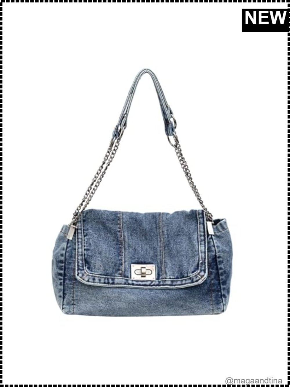 Large Denim Tote Bag Crossbody Shoulder Handbag Washed Canvas Purse